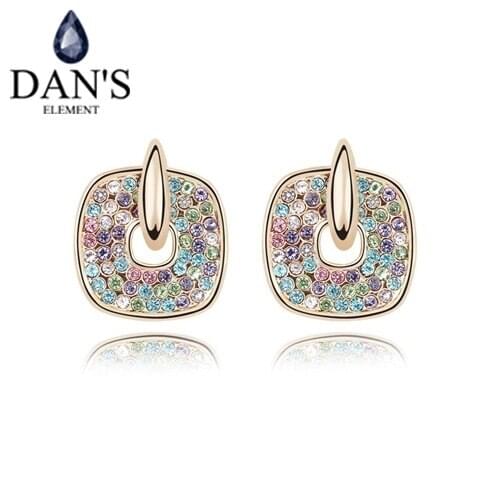 DANS 3 Colours Austrian Crystals crystal Stud earrings for women New Sale Hot # 93226