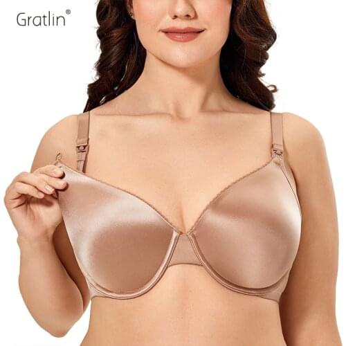Gratlin Womens Full Coverage Breastfeeding Bra Support Underwire Padded Maternity Nursing Bra