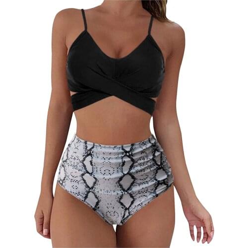 Women Snakeskin Bikini Sexy High Waist Swimwear Female Bandage Brazilian Biquini Swimsuit Bathing Suit Traje De Ba O Mujer #G3