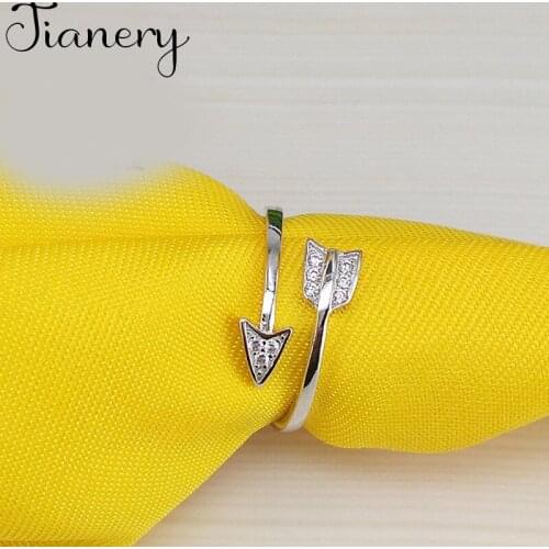 JIANERY Exaggerated Silver Color Arrow Crystal Rings For Women Engagement Rings Vintage Jewelry