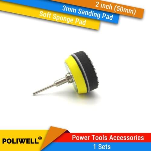 1 Set 2 Inch(50mm) Soft Sponge Interface Pads + 3mm Back-Up Sanding Pad for Hook&Loop Sanding Discs Grinder Sander Abrasive Tool