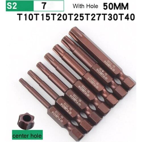 1pcs 50mm Torx T10-T40 Impact Duty Screwdriver Bit 1/4 Hex Shank Head Driver Bit Anti Slip Electric Screwdriver Bits