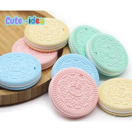 Cute-idea 1pc Silicone Beads Cookies Teether Baby Nusring Pacifier Food Grade Teething BPA FREE DIY Accessory Baby Product Toy