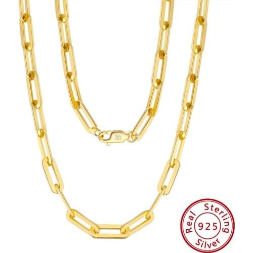 1PC tHIN 14K Gold 2.2-4.5mm Authentic 925 Sterling silver Car spline hollowout Link Chain choker Necklace Unisex Hip Hop C-SC41