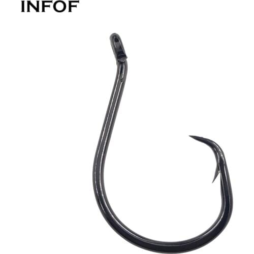 INFOF 10pcs/20pcs Octopus Offset Point Circle Hooks High Carbon Steel Sea Fishing Hook Black Nickel Carp Hook