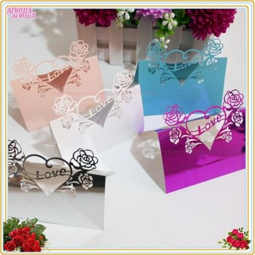 10 pcs Laser Cut Heart shape table cards Hollow Place Name card Wedding Table Decoration Party Favor birthday Seat Card 7z