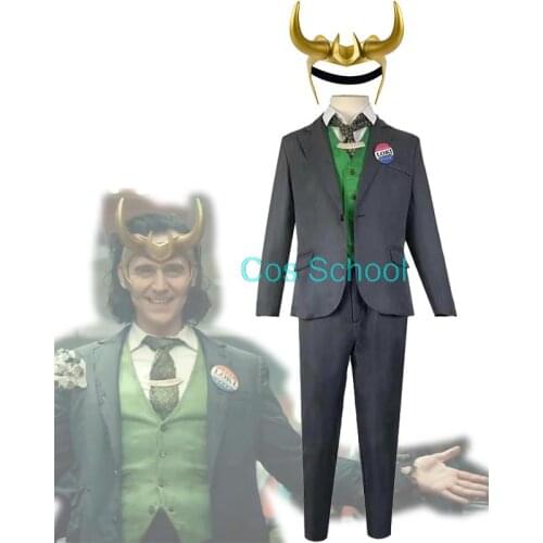 2021 Loki Cosplay Costume Loki Laufeyson Helmet Props God of Evil Uniform Full Set of Man Halloween Carnival Costumes