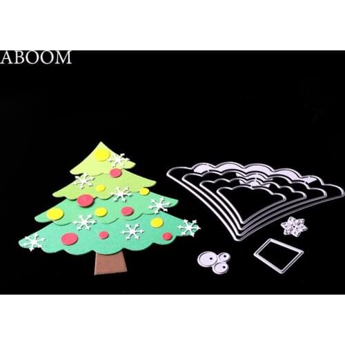 ABOOM 4PCS Combined Christmas Tree Cutting Dies Stencils Paper Cards Decorative Scrapbooking Die Cut DIY Embossing Folder