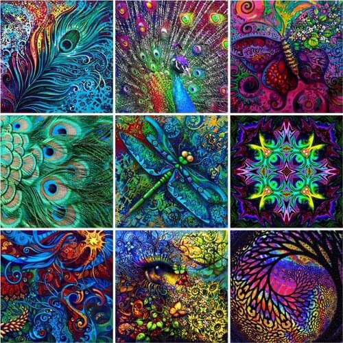 5D DIY Peacock Feather Diamond Painting Cross Ctitch Full Round Square Diamond Mosaic Embroidery Painting New Manual Art Gift