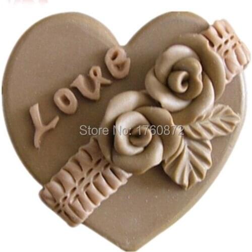 Free shipping Valentine 's heart-shaped rose Modelling soap mold silicone cake mold fondant chocolate mold handmade soap mold