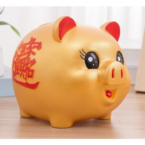 Large Coin Money Box Secret Kids Gift Pig Cartoon Paper Money Golden Ornament Money Box Hidden Storage Huchas Home Decor DG50MB