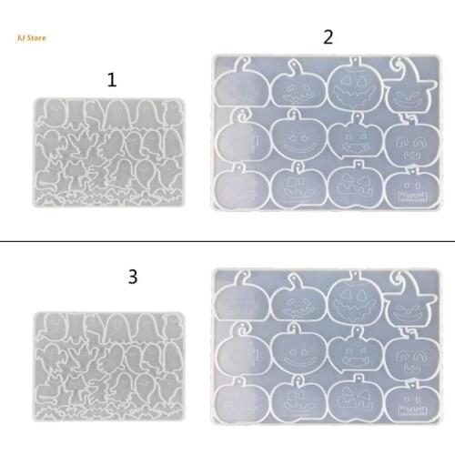 Halloween Pumpkin Ghost Bat Keychain Epoxy Resin Mold Earrings Pendant Silicone Mould DIY Crafts Jewelry Necklace Casting Tools