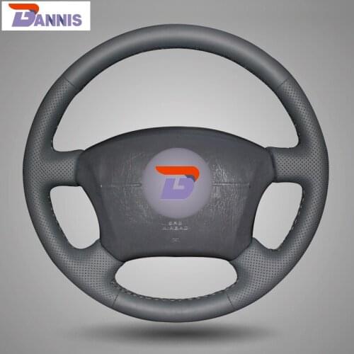 BANNIS Black Artificial Leather DIY Hand-stitched Steering Wheel Cover for Toyota Land Cruiser Prado 120