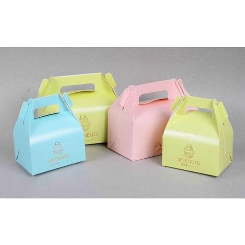 Party DIY Baking gift package box 30pcs Colored blank cute gift box candy wedding favors box With Handle