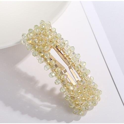 EASYA Korean Style Rhinestone Hairpin Hairwear For Women Girls Rectangle Triangle Hair Clips Barrettes Hair Styling Accessories