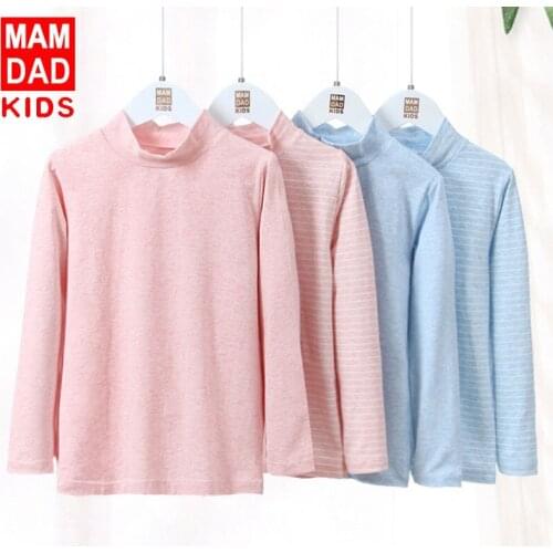 Toddler Kids Turtleneck Tshirt 2020 Winter New Baby Girls Cotton Striped Bottoming Shirts Boys Soft Long Sleeve Warm 2-pack Tops