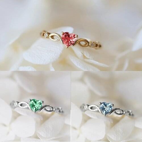 Huitan New Cute Ring With Heart Cubic Zircon Creative Design Women Jewelry Ring Daily Wearable Accessary Ring For Girl