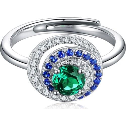 2021 New Arrival Cute Girl Ringe Sterling Silver 925 Jewelry Vivid Green Emerald Rings for Women