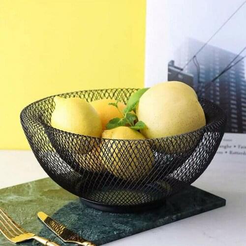 Fruit Basket Sturdy Double-layered Hollow Out Wrought Iron Household Desktop for Home Iron Fruit Baskets
