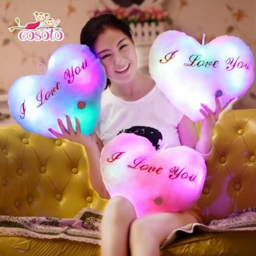 Colorful Night Light Kids Plush Toys Shining Luminous LED Pillow Plush Toys Valantines' Gifts Baby Toys Birthday Gifts