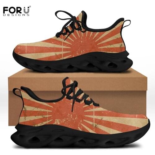 FORUDESIGNS Sneakers Flats Shoes for Women Fashion Lighted Spring/Autumn Walking Footwear Japan Flag Printed Ladies Shoes