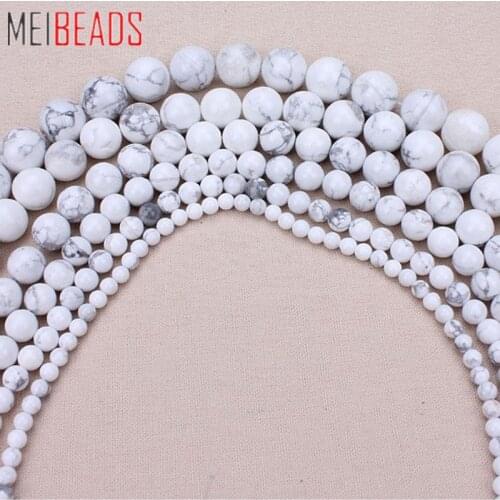 Best Selling Round Howlite Natural Stone Beads Charms Accessories For Necklace Bracelet Jewelry Making 4/6/8/10/12/14mm UF1453