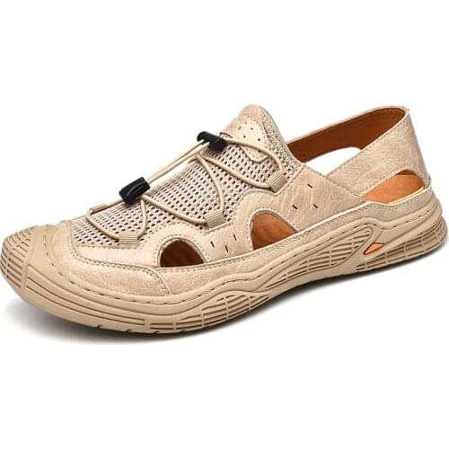 2021 Summer New Mens Handmade Mesh Casual Sandals Brand Classic Beach Sandals Outdoor Fashion Luxury Roman Sandals Big Size