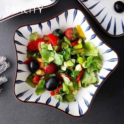 FANCITY Japanese dishes creative irregular home deep dish ceramic dish special-shaped tableware odd-shaped dish net red salad pl