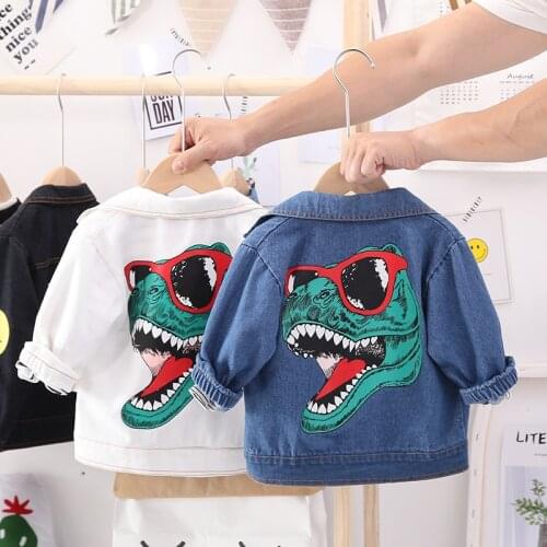 Baby boy clothes autumn denim jacket 0-4 years old boy cartoon dinosaur casual fashion denim jacket girl clothing baby jacket