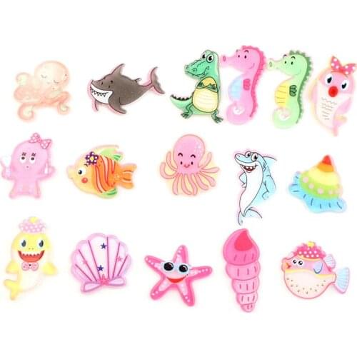 30 Pcs 17*26mm Marine Animal Resin Convex Plane Embellished Scrapbook Paste DIY Headwear Craft Accessories Christmas Ornament
