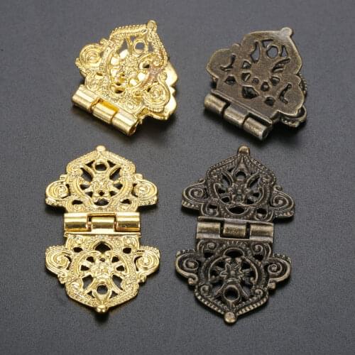2x Mini Lace Hinge Small Decorative Jewelry Wooden Box Cabinet Door Butt Hinges with Nails Homemade 53*28mm