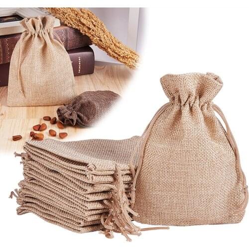 Gift Storage Beam Pocket 20pcs Linen Tan Jewelry Gift Jewelry Candy Small Cloth Bag Wedding Banquet Gift Cloth Bag