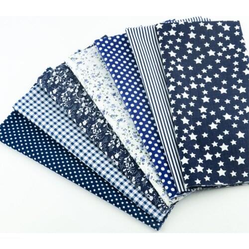 Booksew Sewing Cotton Textile Pre-cut Various Style Fat Quarter Blue Series Colour Teals Curtain Tissue Art Work Patchwork