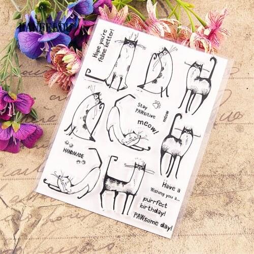 PANFELOU Lovely cat Transparent Silicone Rubber Clear Stamps cartoon for Scrapbooking/DIY Easter wedding New year album