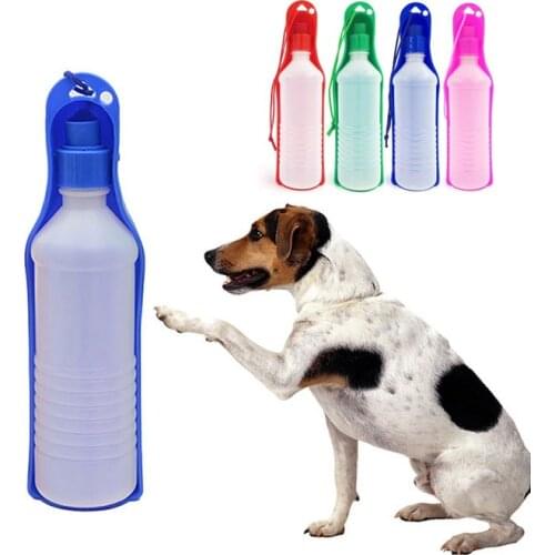 Pet Folding Drinker 500ML/250ML Pet Dog Cat Drinking Bowl Pet Travel drinker Plastic Water Bottle Outdoor Travel Portable Bottle