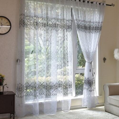 Modern Floral Sheer Tulle Curtains for Living Room Printed Curtains for Children Bedroom the Kitchen Voile Sheer Curtains