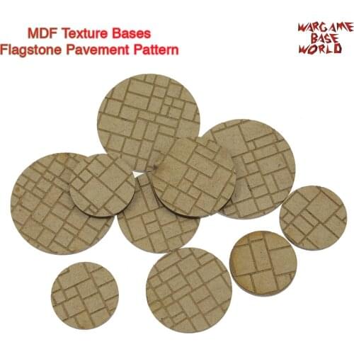 MDF Texture Bases - 25mm - 40mm Round Flagstone Pavement Pattern Bricks Texture bases - Laser Cut wood