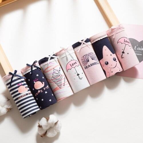 Underwear Women Sexy Panties Printed Cotton Briefs Transparent Underpant Calcinhas Girls Panty Ladies Panties Boxer 7 Pcs/lot