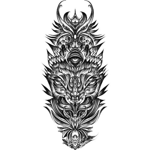 Ukiyoe Eye of God Waterproof Temporary Tattoo Sticker Black Totem Feather Fake Tattoos Flash Tatoos Arm Body Art for Women Men
