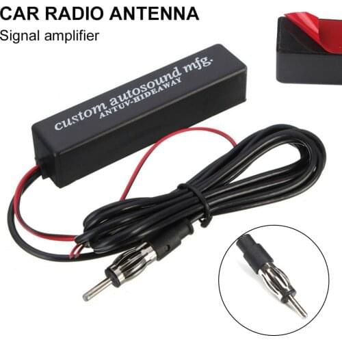Universal Auto AM/FM Radio Antenna Amplifier 12V Hidden Antenna Signal Booster with 1.5m Cable Adhesive for Motorcycle Car Boat