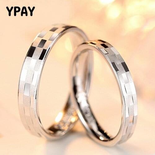 YPAY 1 PC 100% Real 925 Sterling Silver Rings For Women Men Korea Japan Simple Couple Ring Fine Party Jewelry Lover Gift YMR942