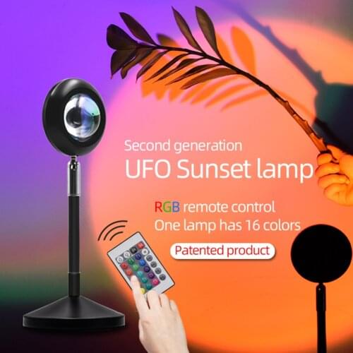 Sunset Lamp USB Rainbow Projector Atmosphere Night Light Novelties Fancy Lighting Home Coffee Shop Background Wall Decoration