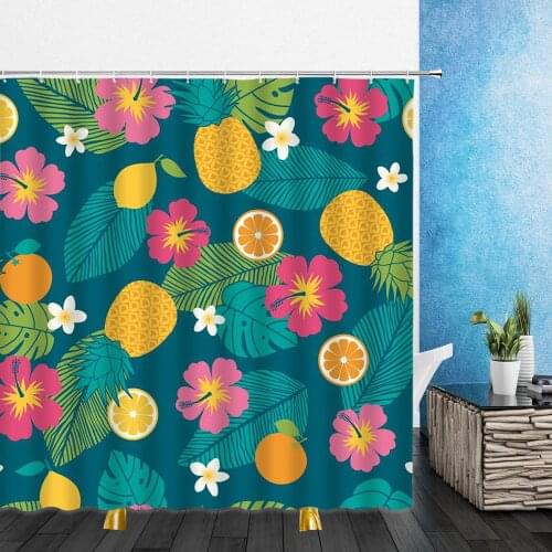 Cartoons Fruits Shower Curtains Lemon Pineapple Strawberry Watermelon 3D Bathroom Home Decor Waterproof Polyester Cloth Curtain