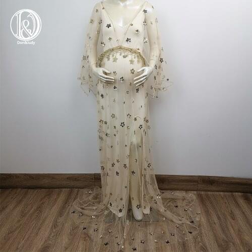 Don&Judy Boho Tulle Star Dress with Matched Slip Dresses Set Pregnant Dress Party Evening Gown Maternity Photography Photo Shoot