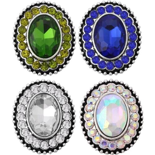 10pcs/lot New Snap Button Jewelry Rhinestone 18mm Metal Snap Buttons Fit Snap Bracelet Bangle for Women Christmas Gift