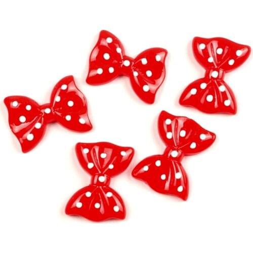 20Pcs Red Dot Bowknot FlowerResin Decoration Crafts Beads Frame Flatback Cabochon Scrapbook DIY Embellishments Accessories