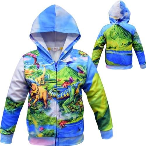 2020 New Boys Sweatshirt Autumn Hooded Dinosaurs printing Hoodies For Boys And Girls Kids Coat Children Clothes 3 4 5 6 7 Year