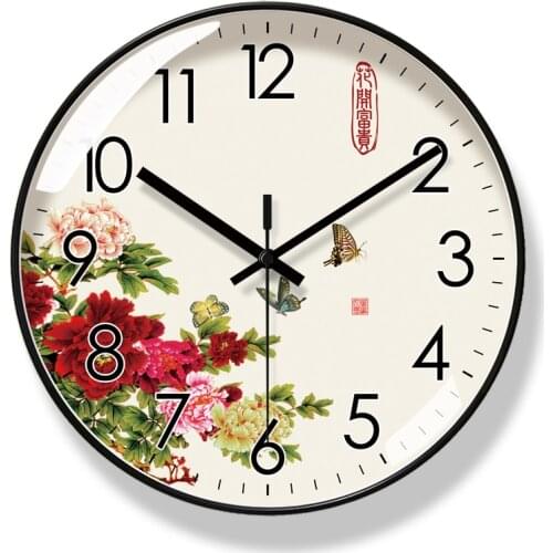2021 Round Creative Mute Wall Clock Modern Design Landscape Ink Painting Clocks for Home Decoration Kitchen Living Room Decor