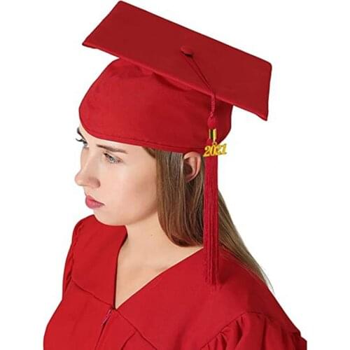 2021 Graduation Hat Bachelor Unisex Decorative Polyester Adult Graduation Tassel Cap Graduation Party Hat