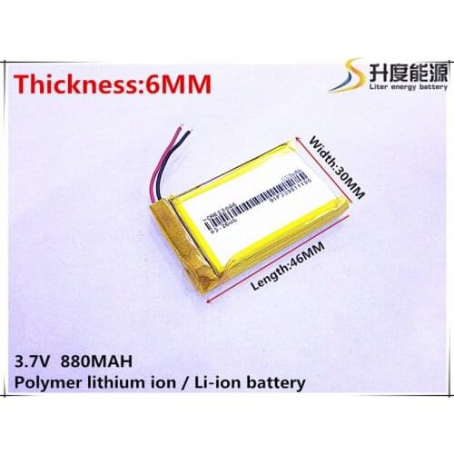 3.7V,880mAH [603046] PLIB (polymer lithium ion / Li-ion battery ) for Smart watch,GPS,mp3,mp4,cell phone,speaker